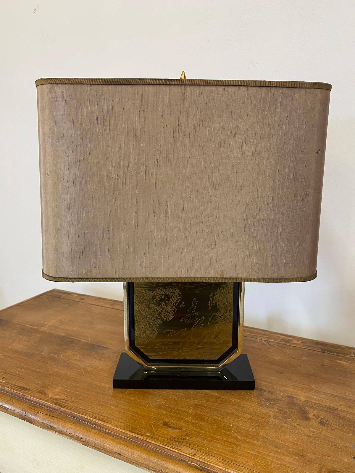 Pair of brass lamps