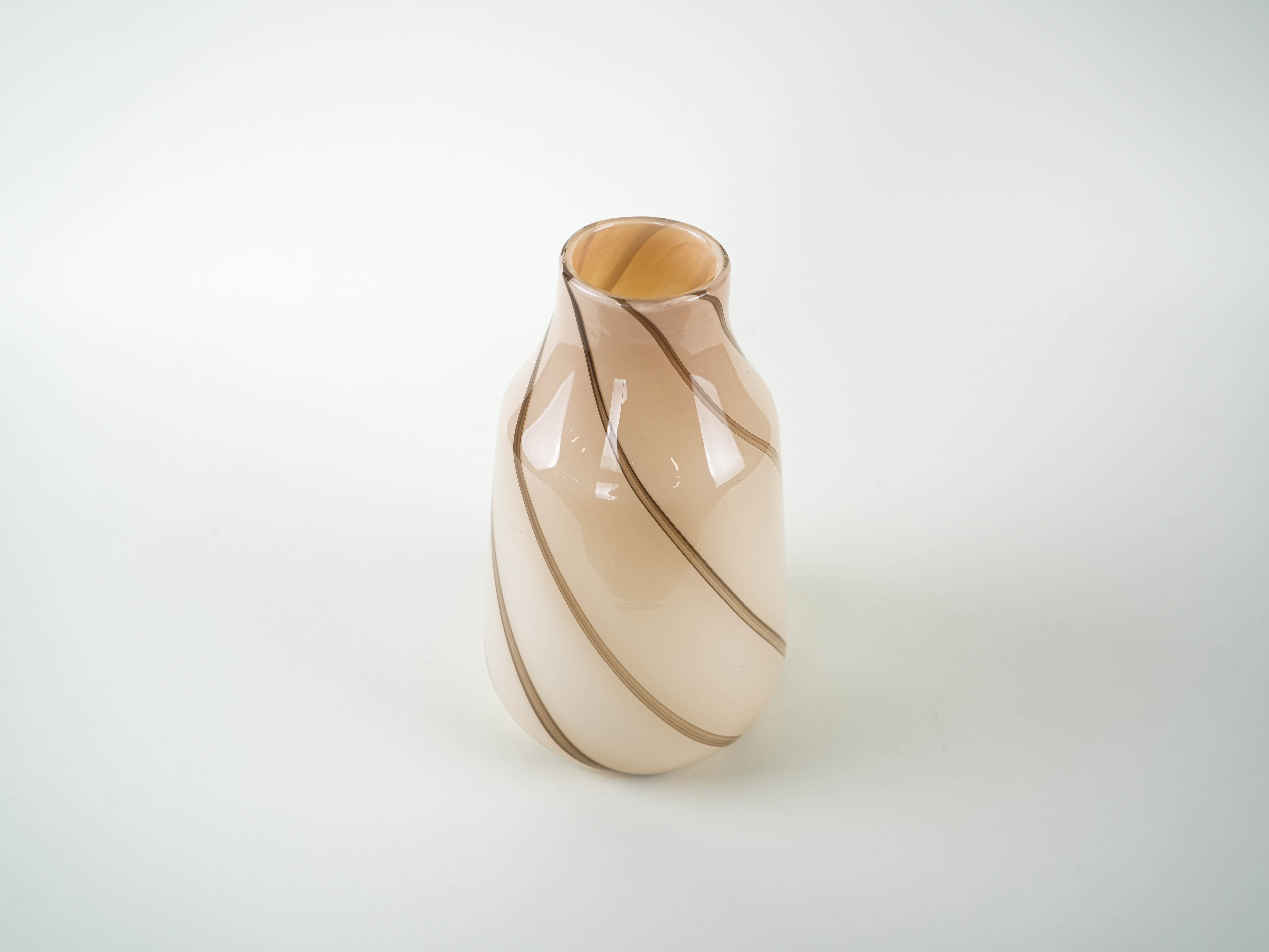 Beige glass vase, Danish design, 1970s, made in Denmark