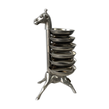 Bronze giraffe and silver metal servant