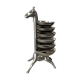 Bronze giraffe and silver metal servant