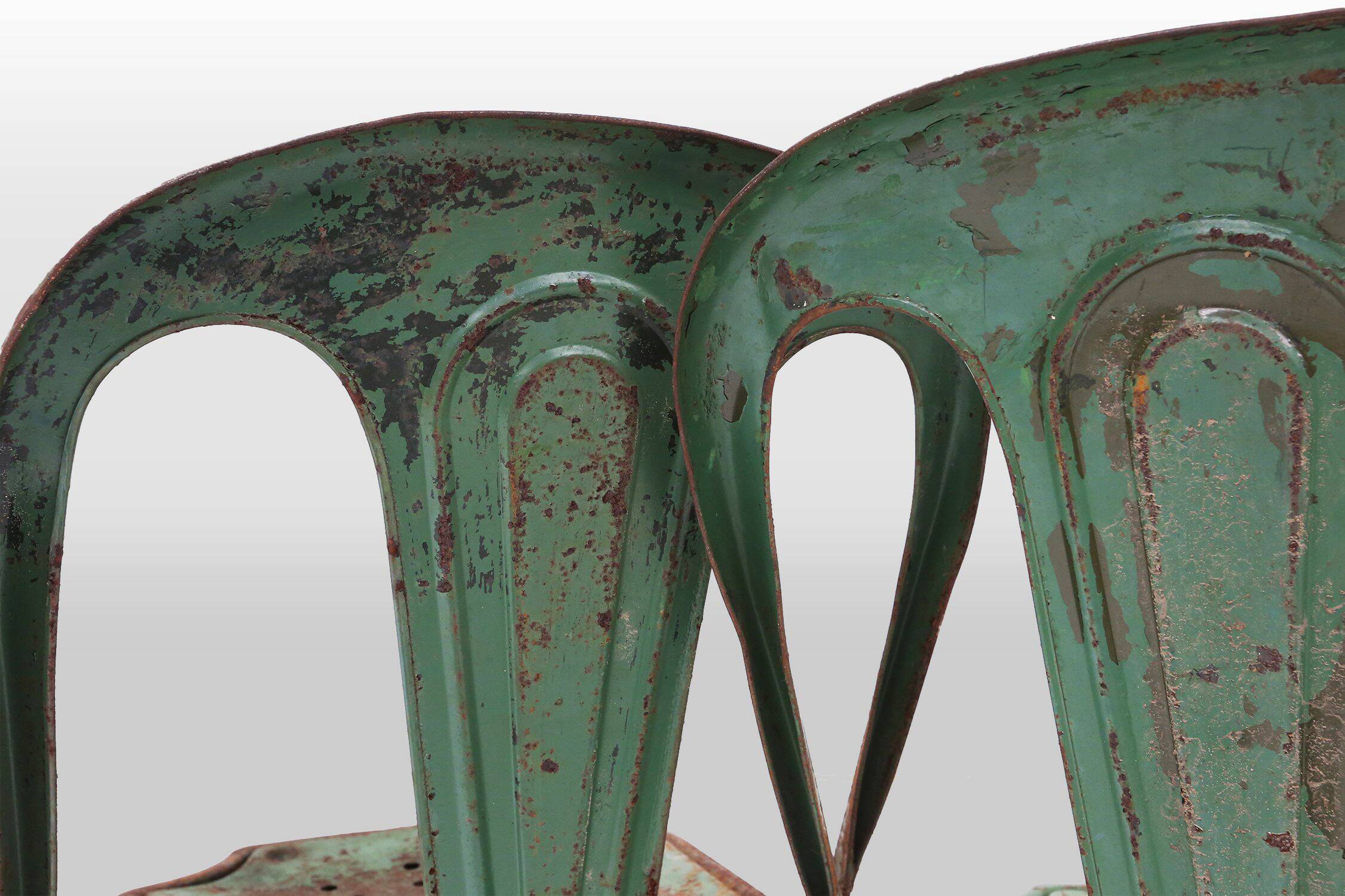 Set of 4 Vintage green Model A Chairs from Tolix, France, 1950s