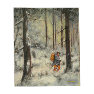 Painting on canvas winter scene 60 x 50