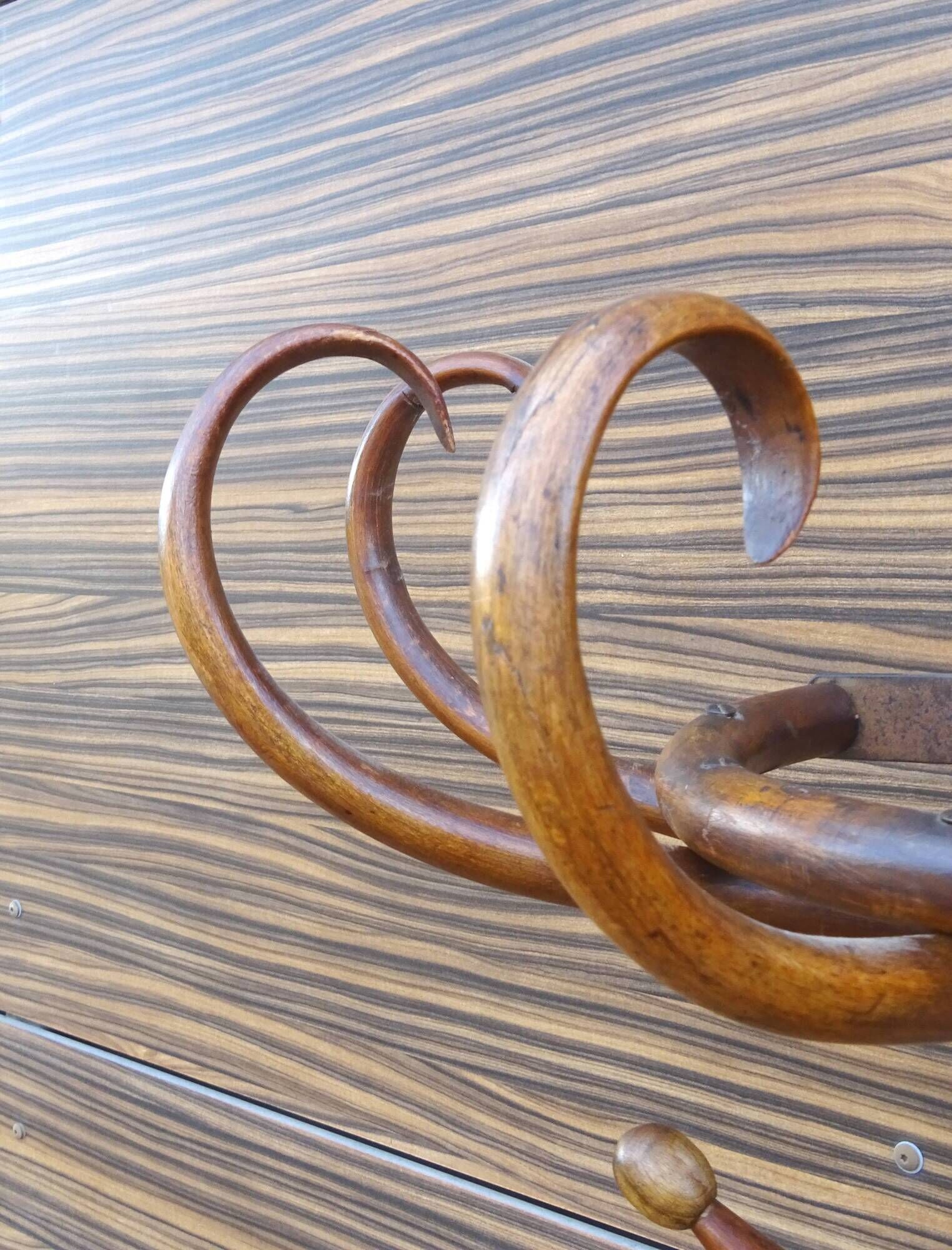 Curved wooden wall coat rack, J&J Kohn Ca.1890 No Thonet