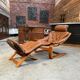 Kroken armchair and footrest in leather and bentwood by Ake Fribytter for Nelo Mobel, Sweden