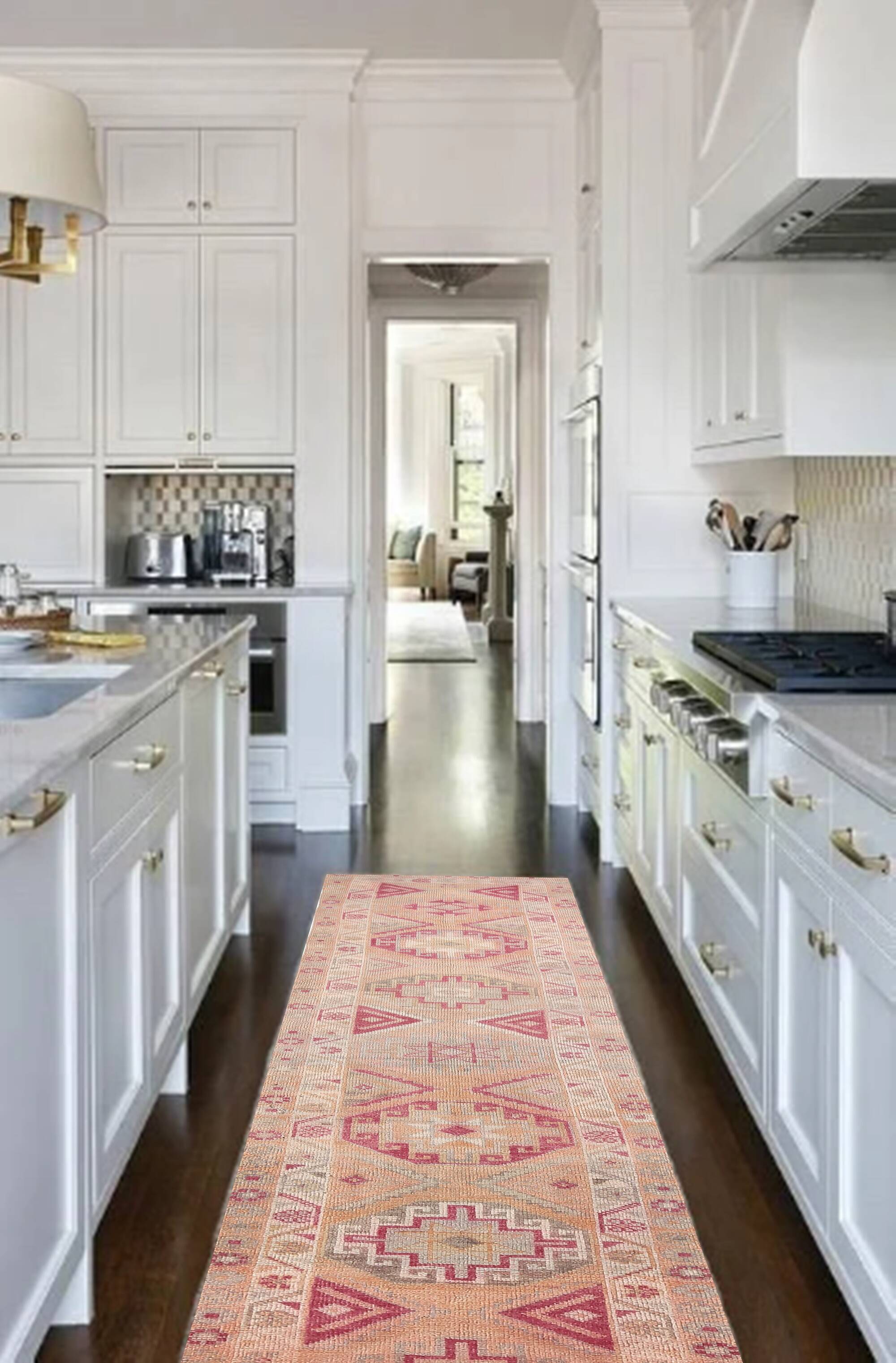 3x12 Rug For Kitchen Pale Red Pink Turkish Vintage Runner Rug 85x367Cm