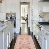 3x12 Rug For Kitchen Pale Red Pink Turkish Vintage Runner Rug 85x367Cm