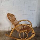Rocking chair en rotin, 1950