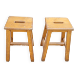 Pair of wooden stools from Gare 1950s