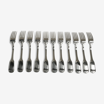 Onze fourchettes Guy Degrenne en métal argenté