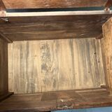 Antique rustic oak chest with original hardware and molded panels