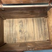 Rustic antique oak chest, original fittings and moulded panels.