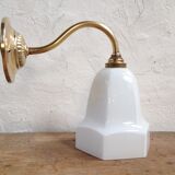Art deco opaline and brass wall light