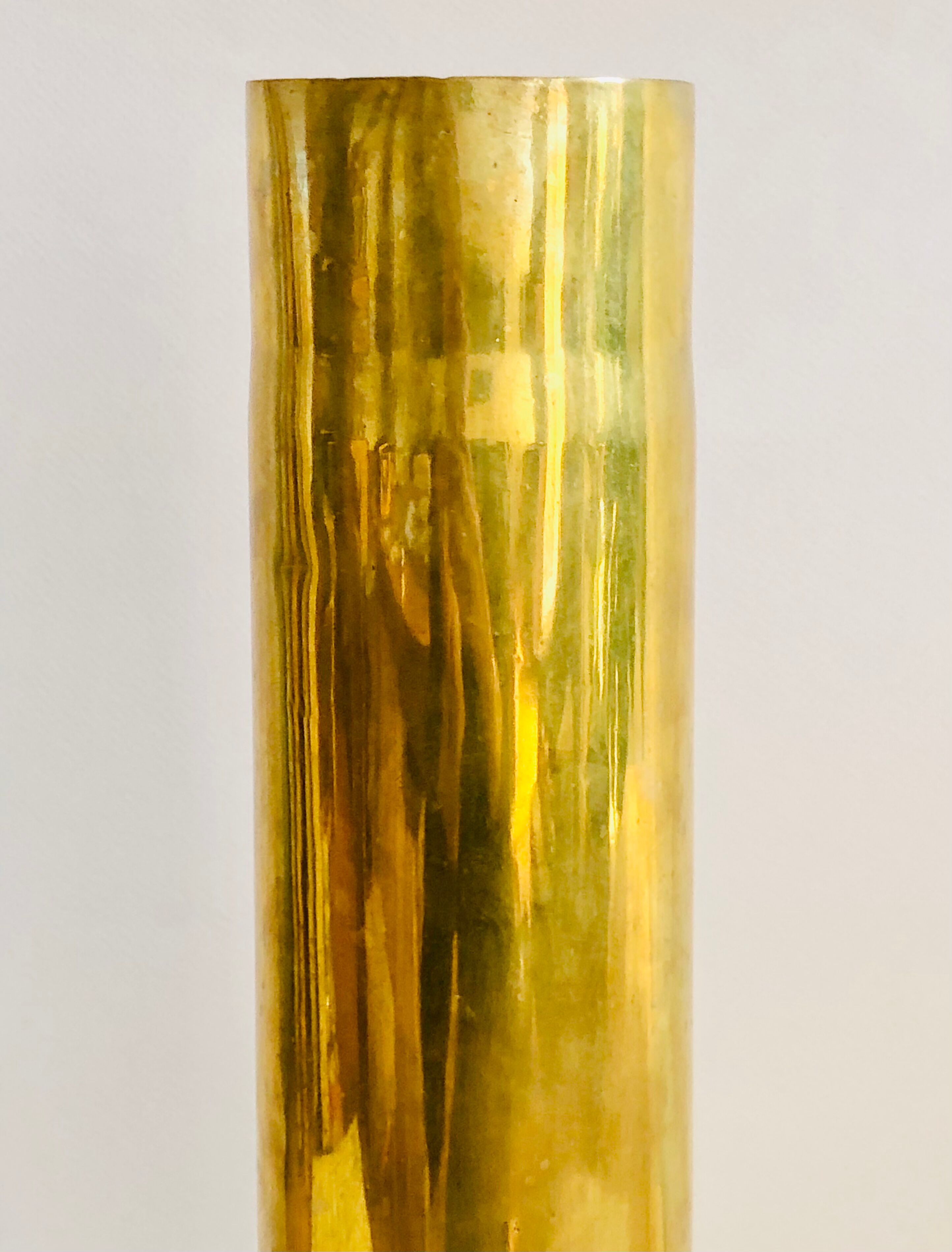 Old brass shell vase numbered H35cm