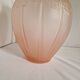 Large pink art deco vase in molded glass with flower decoration