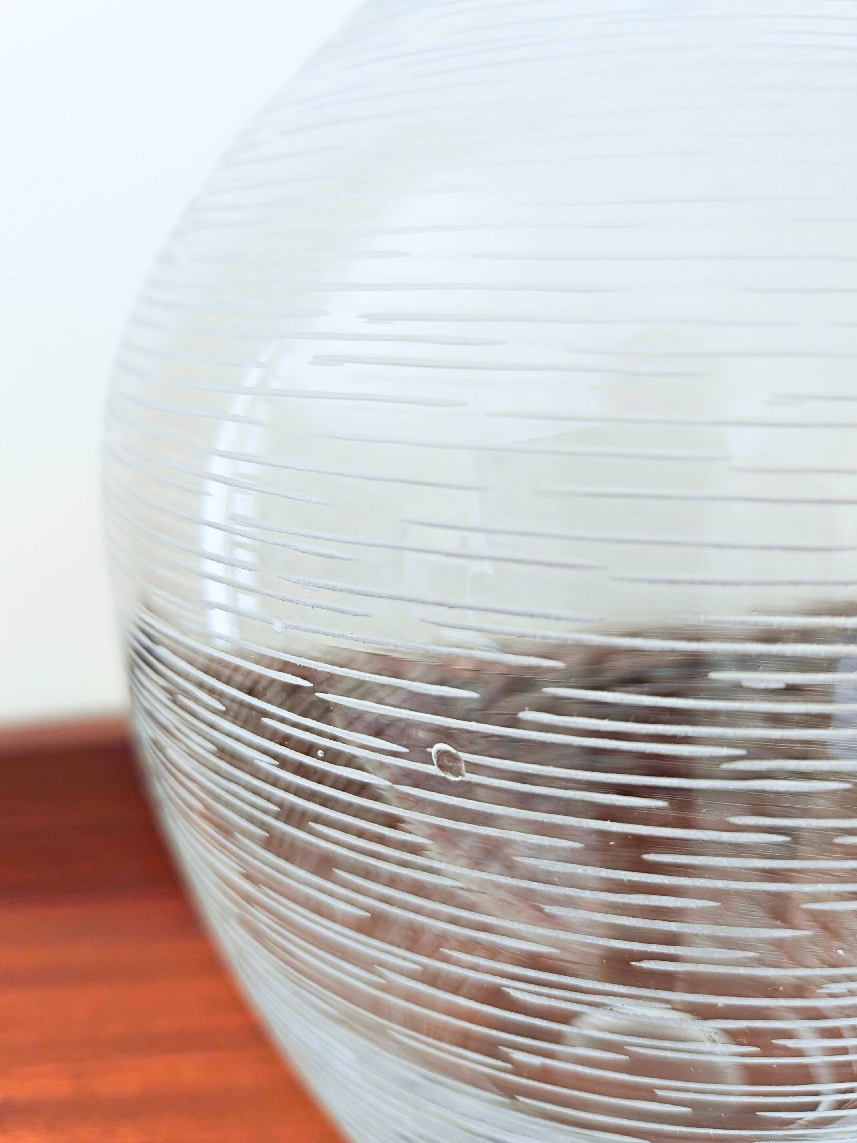 Large ribbed blown glass bottle vase - 1970s