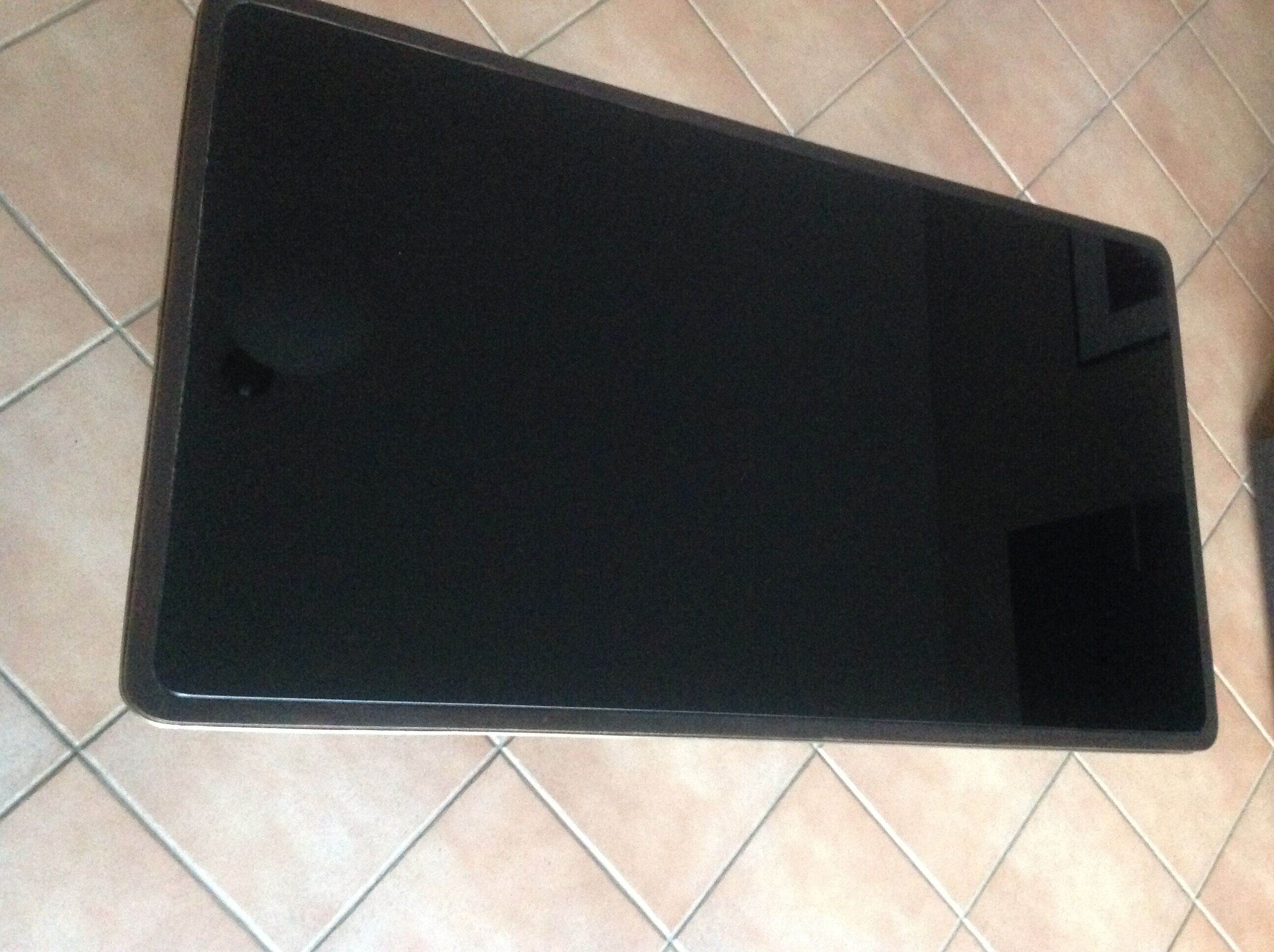 Coffee table with black glass top / 40s-50s