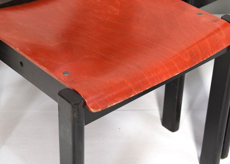 Italian postmodern stacking chairs in Sottsass style, Italy, 1970s, set of 14