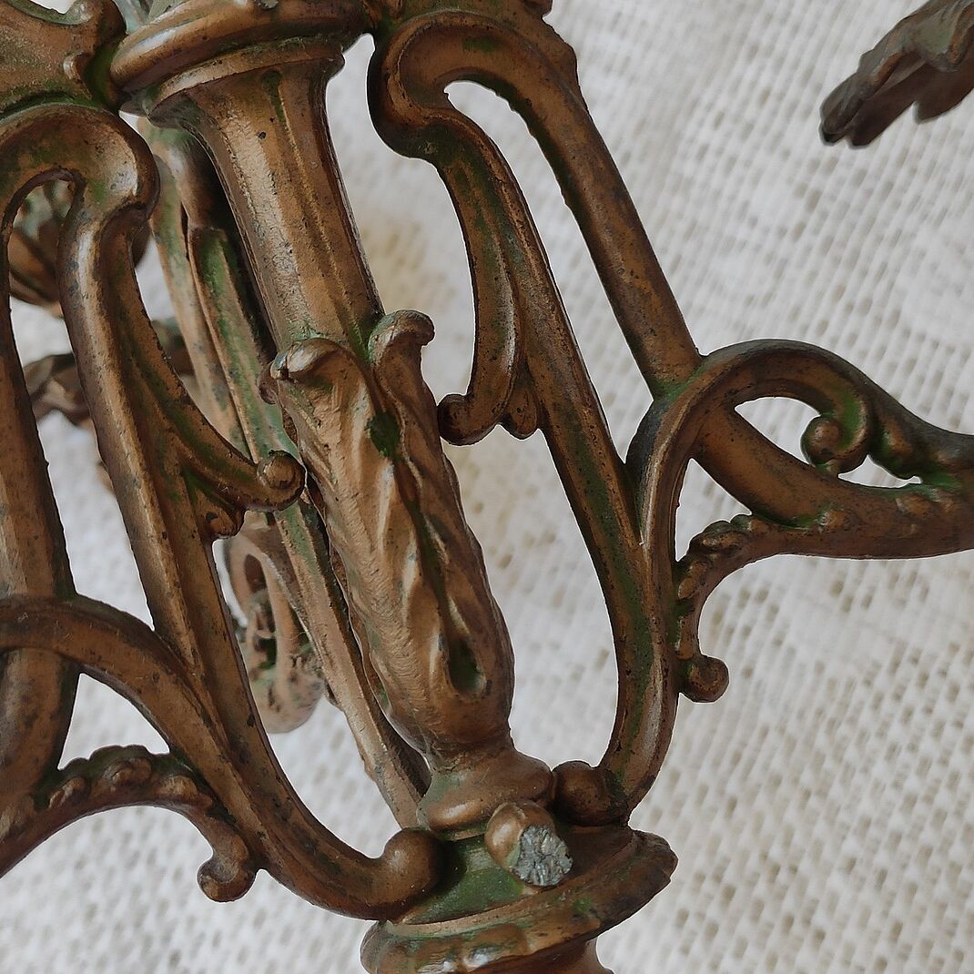 Chandelier ancien régule et onyx vert