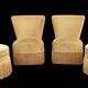 Pair of old toad armchairs with pouffe footrest