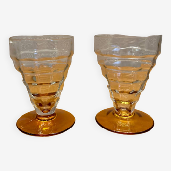 Set of 2 vintage Art Deco glasses