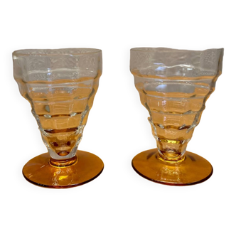 Lot de 2 verres vintage Art Déco