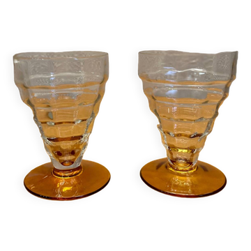 Lot de 2 verres vintage Art Déco