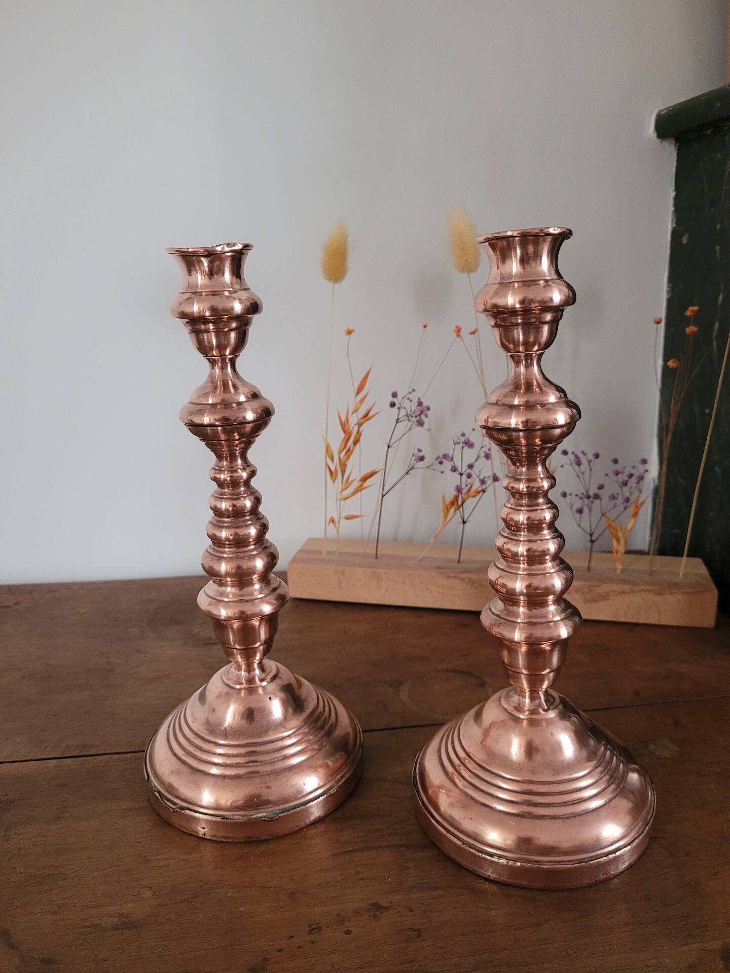 Lot de 2 bougeoirs en cuivre