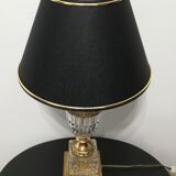 Lampe de chevet en verre ciselé et laiton doré
