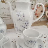 Vintage 15-piece coffee set in white porcelain Bavaria with small blue flowers