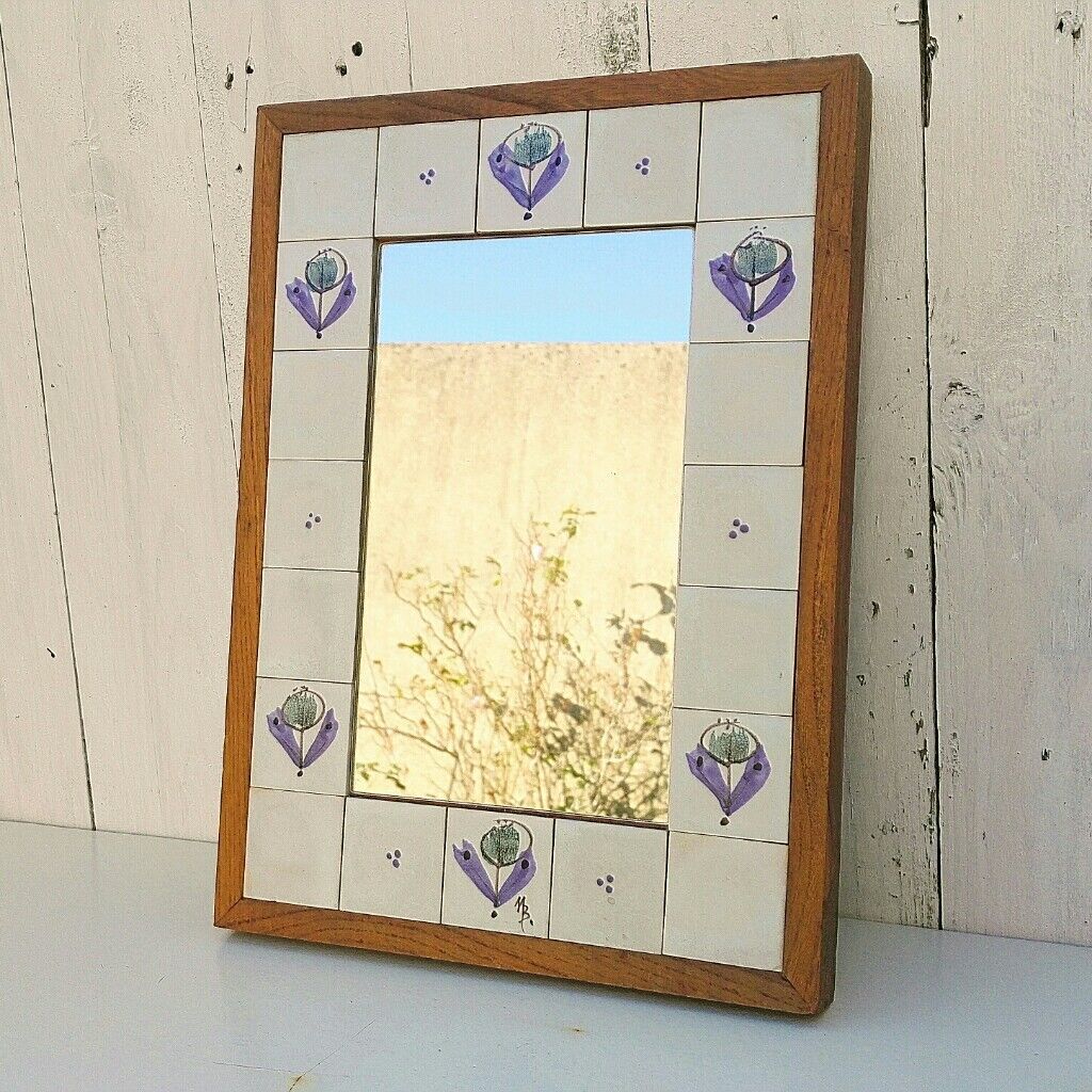 Ceramic mirror and wood by Michel Boillot