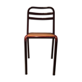Wood and metal burgundy chair