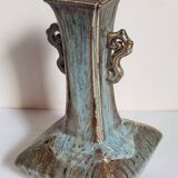 Vase soliflore bouteille chinoise à l'émail flambé