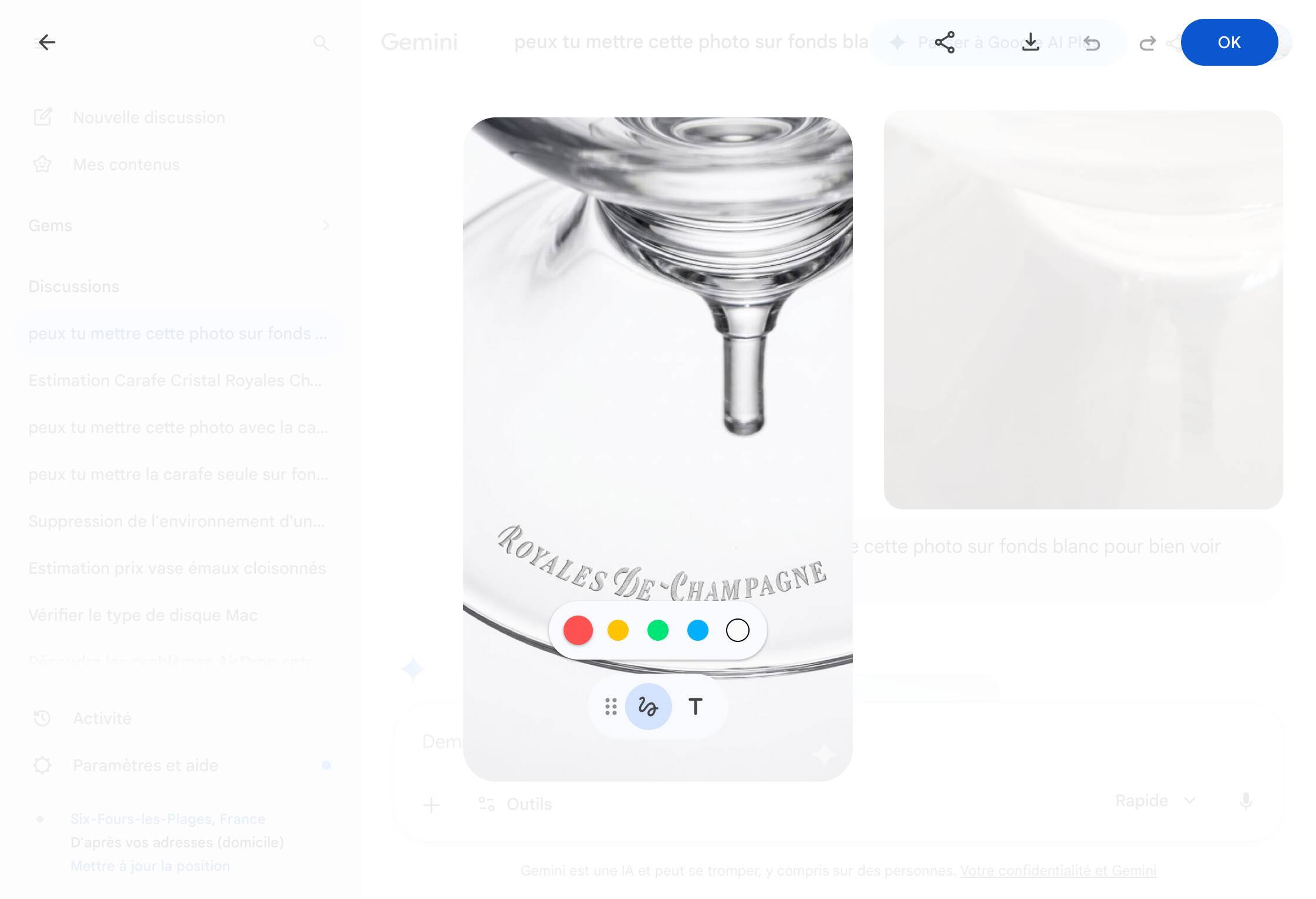 Smooth crystal carafe ROYALES DE CHAMPAGNE