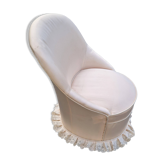 Fauteuil crapaud vintage en tissu blanc