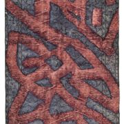 Hand-knotted hi-low pile oriental 1980s 157 cm x 264 cm purple carpet