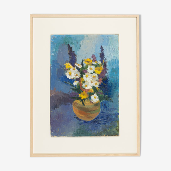 Bouquet de printemps, huile sur assiette, 64 x 84 cm