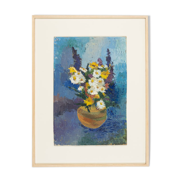 Bouquet de printemps, huile sur assiette, 64 x 84 cm
