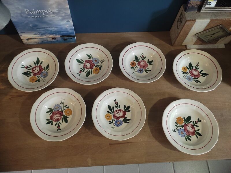 Hollow plates sarreguemines chatenois flowers