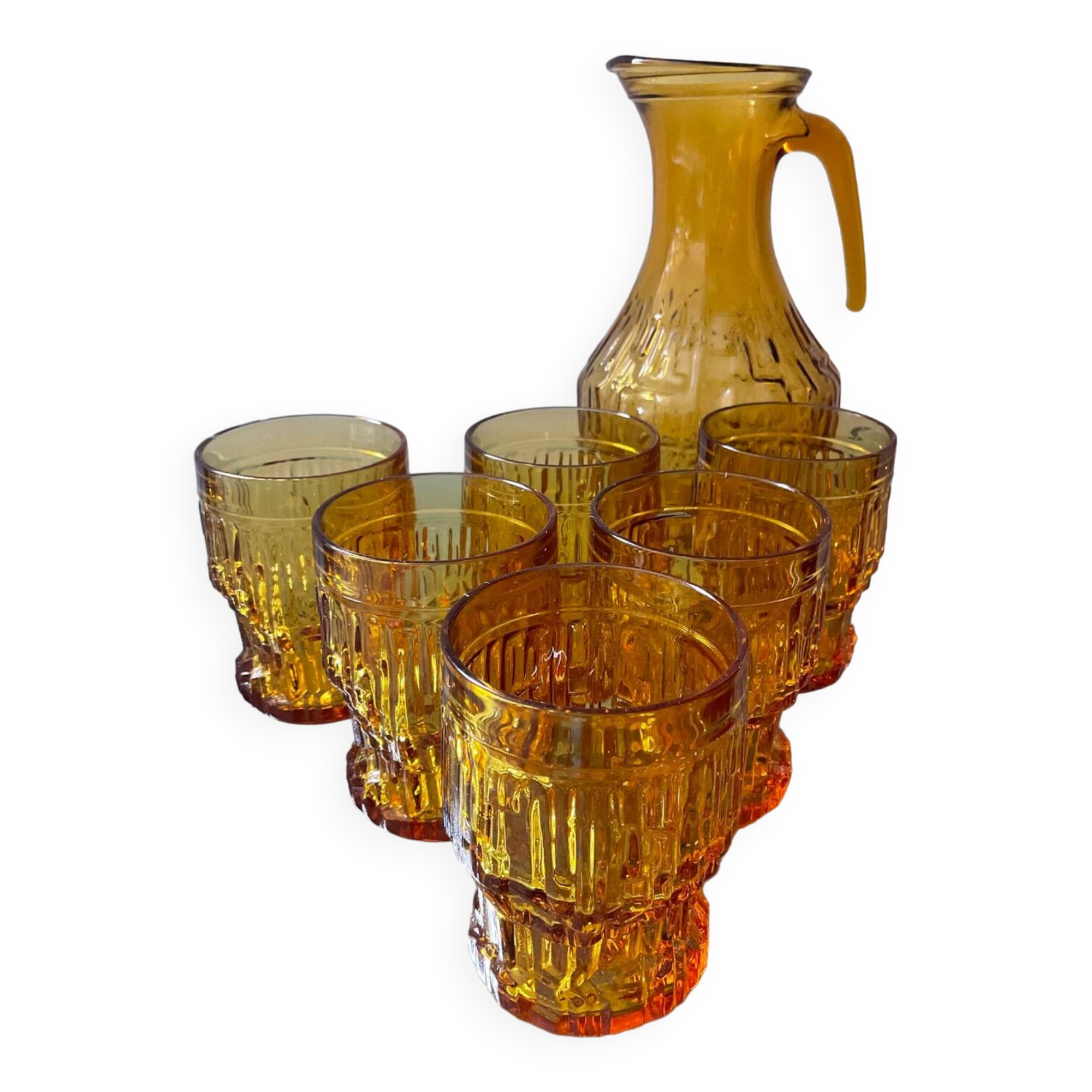 Series of 6 glasses and carafe from the 70s Italy
