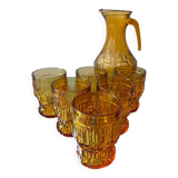 Series of 6 glasses and carafe from the 70s Italy