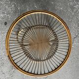 Round coffee table in rattan and glass tray