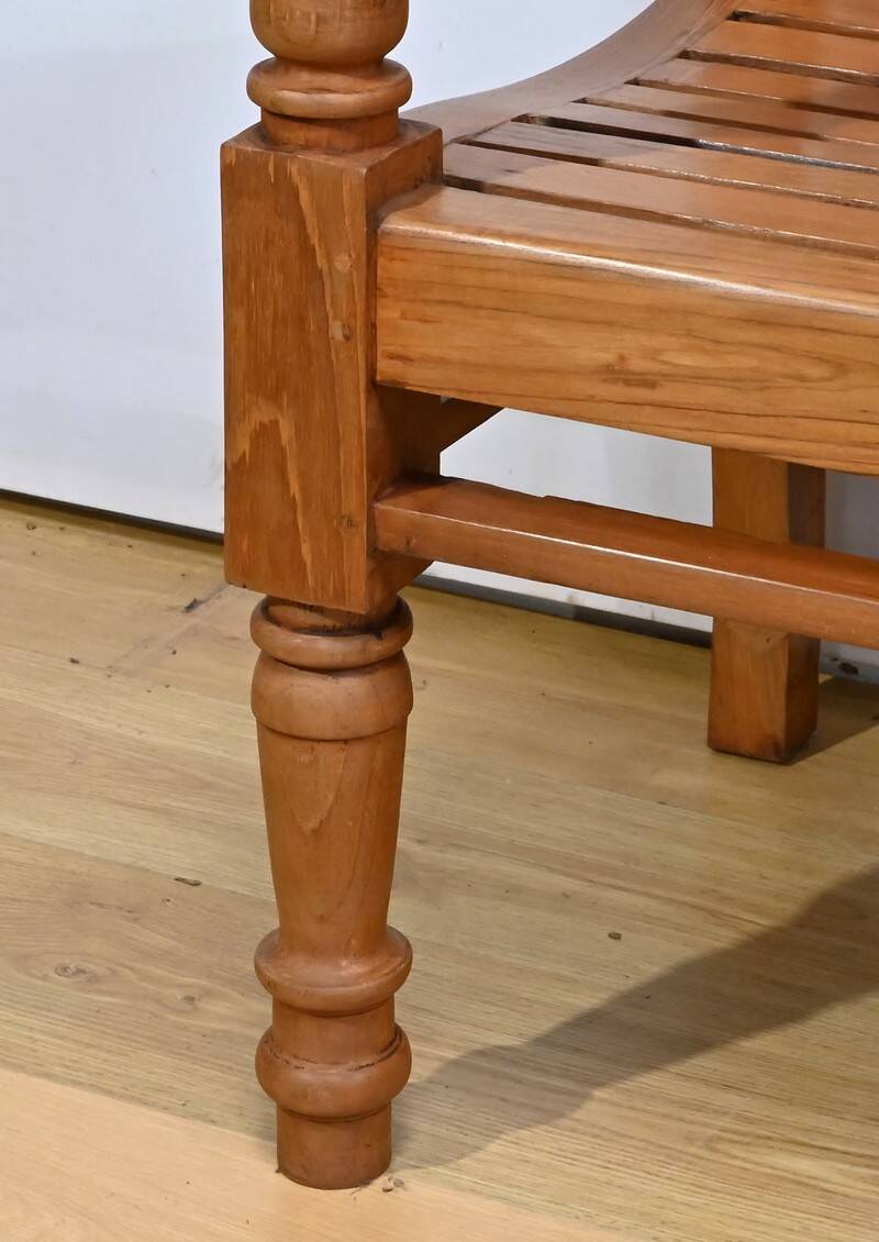 Antique colonial teak veranda bench – mid-20th century