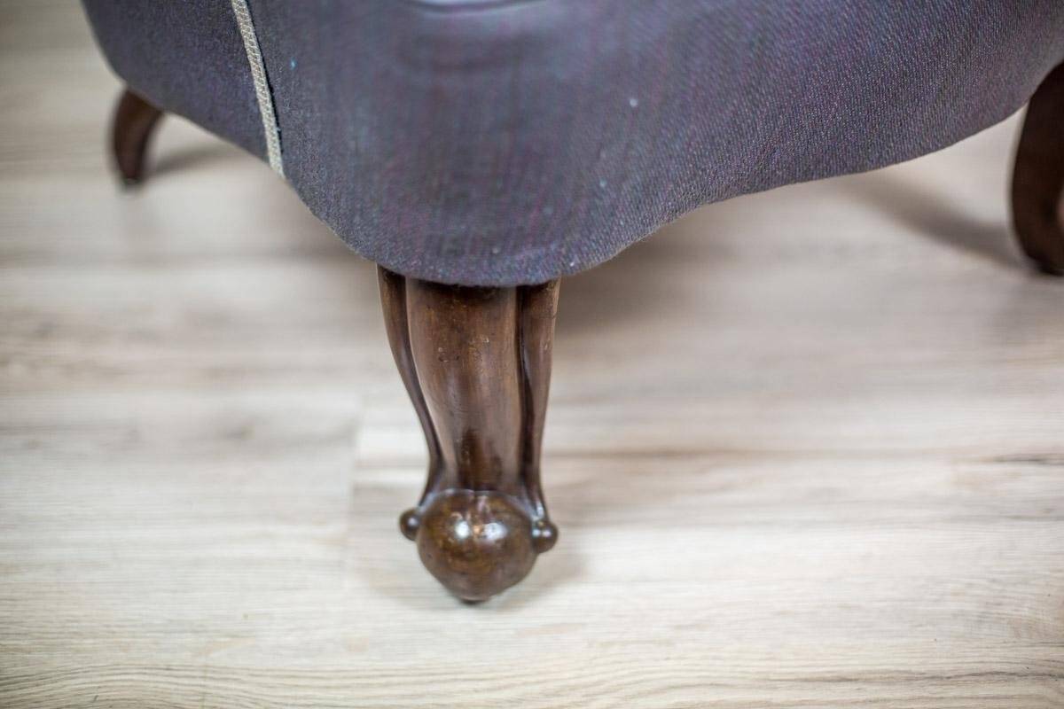 Neo-Rococo Walnut Chair with Violet Fabric, 1860