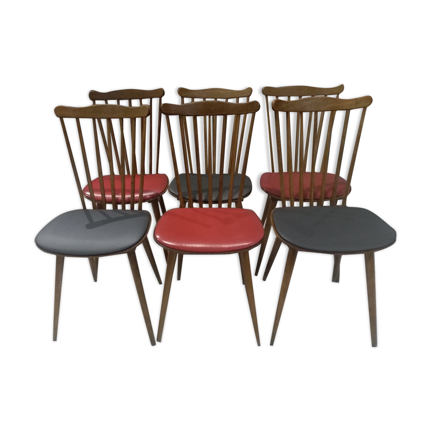 Suite de 6 chaises de Bistrot Baumann modèle Menuet années 1970