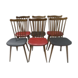 Suite of 6 chairs by Bistrot Baumann model Menuet 1970s