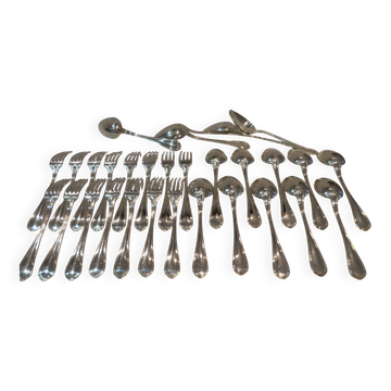 15 Christofle Spatours engraved RV 21.8cm table cutlery 30p early 20th century