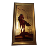 Tableau cheval feuille d'or