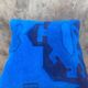 Blue Tribal Totem Rug Pillow, 16x16 Anatolian Wool Cushion