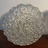 Paire d'appliques, plafonniers ronds en verre ciselé, années 60