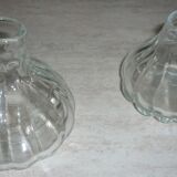 Set of 2 transparent blown glass vases
